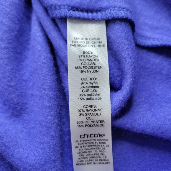 Chicos Sweater Size 2 L 12 Blue Split Envelope Neckline Lightweight Long Sleeve - Picture 6 of 11